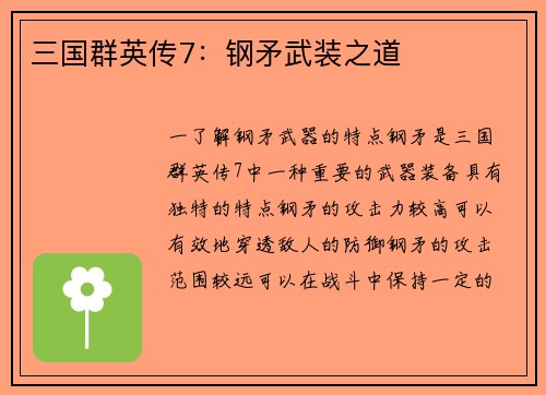 三国群英传7：钢矛武装之道